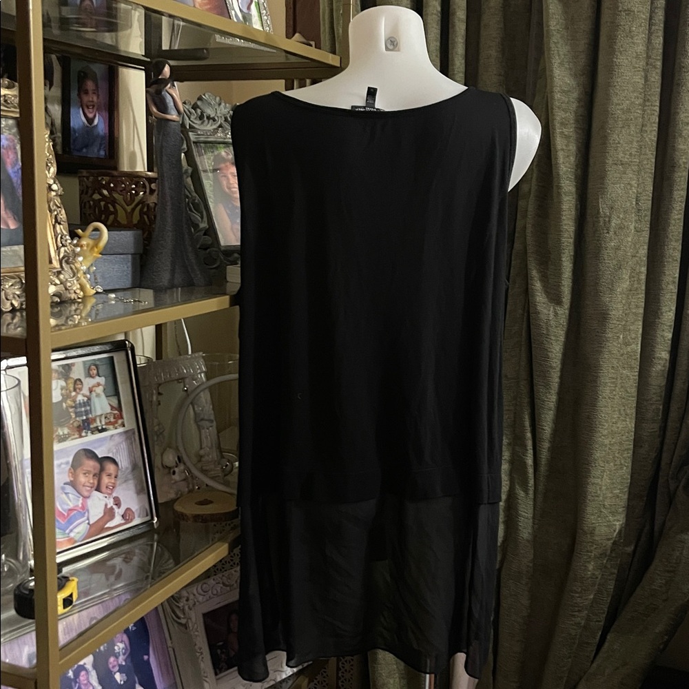 Eileen Fisher Black Stretch Silk Jersey Asymmetrical Tunic 1X $258 - Picture 8 of 9